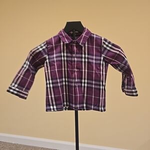 Burberry Kids Purple Plaid Button Down Shirt